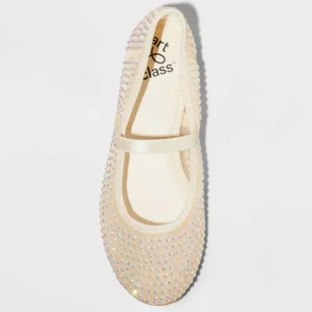 Kids' Faye Mesh Ballet Flats - art class™ Beige- with rhinestones